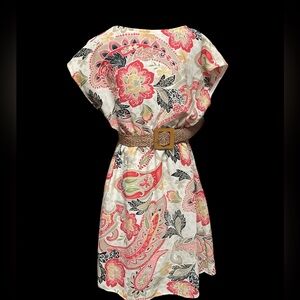 Paisley crepe chiffon batwing one of a kind casual dress perfect for fall S